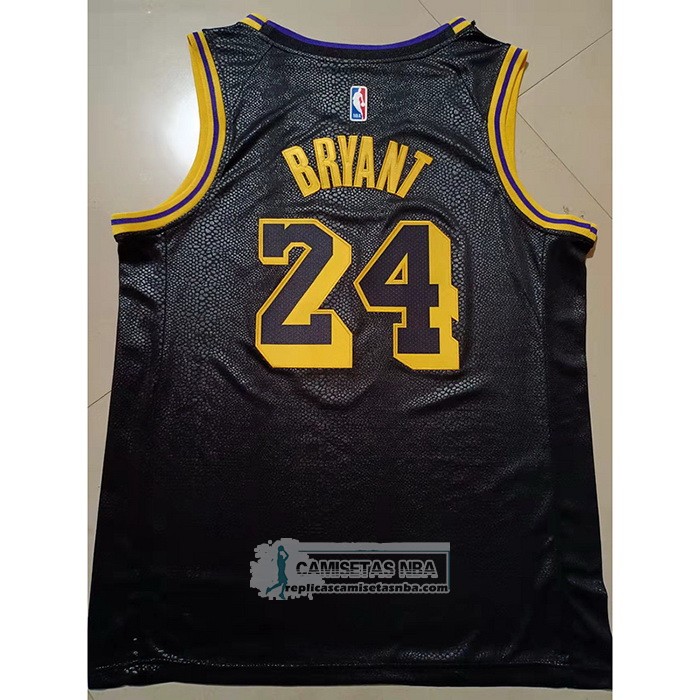 Camiseta Los Angeles Lakers Kobe Bryant NO 8 24 Black Mamba Negro